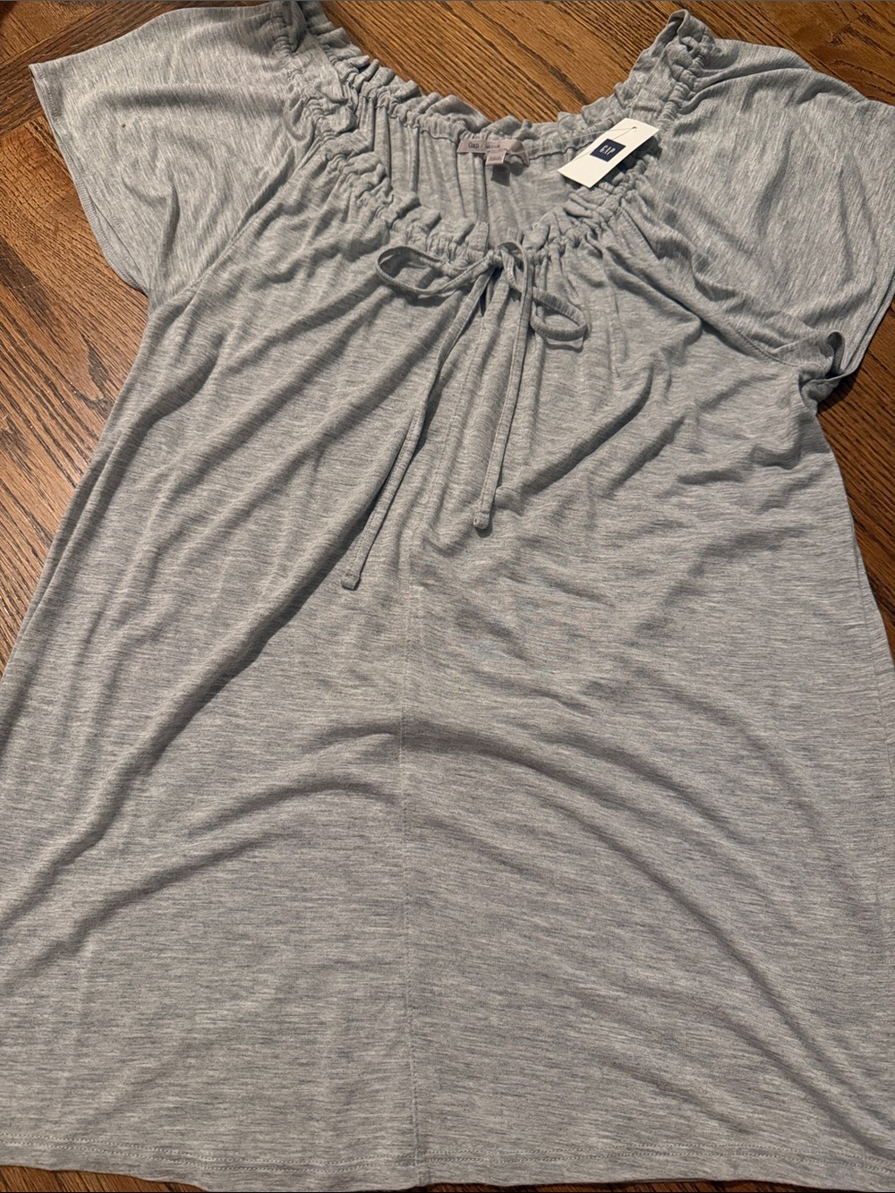 GAP Women's Heather Gray Short Sleeve Gathered Neck Tunic sz medium